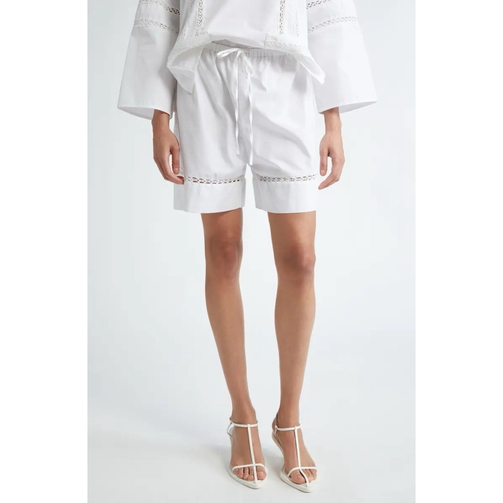 $380 NWT BITE Studios Repose Crochet Trim Organic Cotton Shorts 8 Luxe Resort